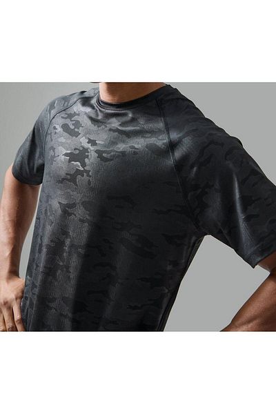 Man Of Man Μαύρο μπλουζάκι καμουφλάζ με στάμπα Raglan Sleeve Sportsman