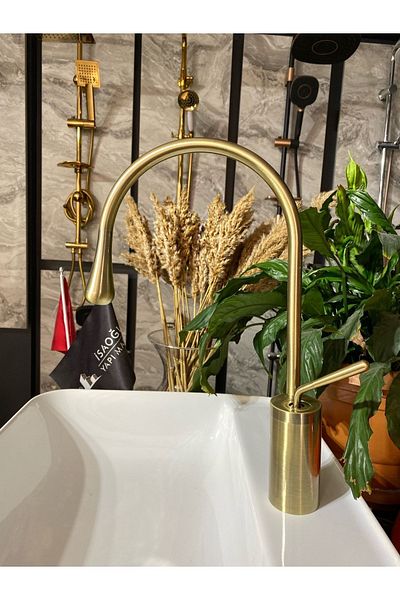 İSAOĞLU YAPI Matte Gold Kitchen Faucet Antique Gold Sink Faucet Matte Gold Sink Faucet