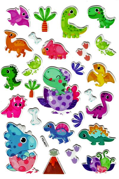 Limmy Mini Dinosaurs - Αυτοκόλλητο Planner Notebook με ανάγλυφο, 20x14cm (YQA011)