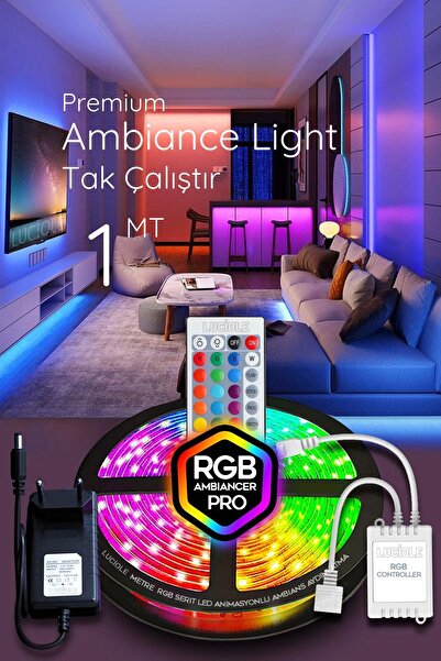 luciole 1 MT Şerit Led Animasyonlu Tak Çalıştır Kumandalı Rgb Işık Duvar Aydınlatma Ambiyans Lambader