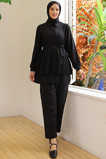 benguen 3944-es modell - fekete dupla készlet, ráncos részletekkel