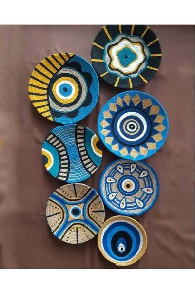 seamlessly Mavi Gün Batımı Bohem Afrikan Duvar Tabağı Seti