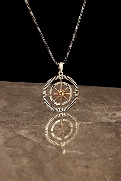 In Love Erkek Pusula Kolye Gümüş Erkek Kolye