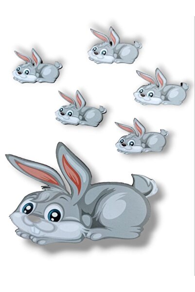 AKIN AKSESUAR HEDİYELİK Sevimli Tavşan Figürlü Kapı Duvar Dolap Çocuk Odası A...