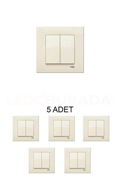 VİKO 90960102 Karre Krem Komütatör Çerçeve Dahil - 5’li Paket