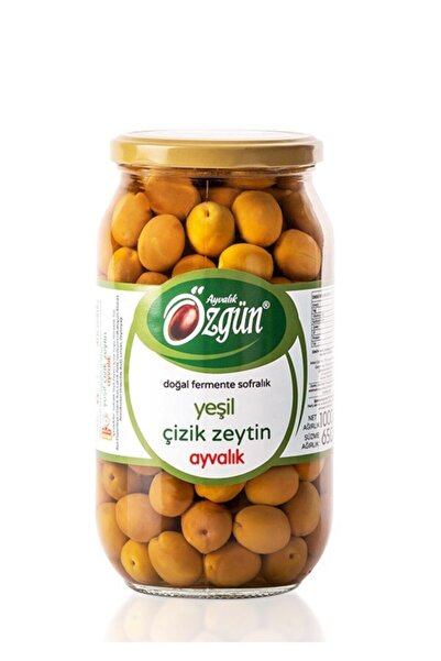 ÖZGÜN ZEYTİN & ZEYTİNYAĞI Ayvalık Yeşil Çizik Zeytin Cam Kavanoz 1000 gr
