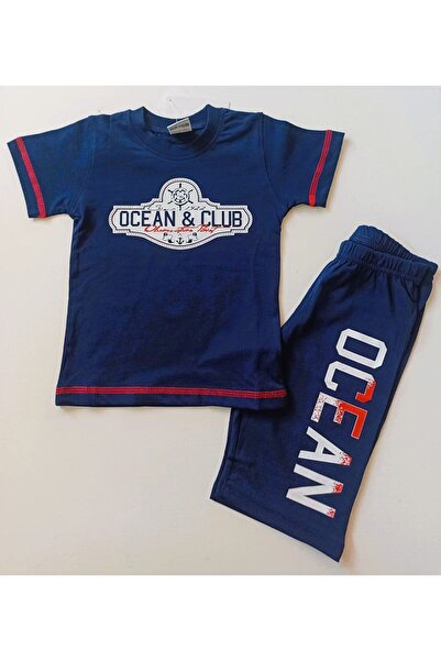 ROLY POLY Boy's Navy Blue 2-Piece Pajama Set - 100% Cotton, Short Sleeve T-shirt Capri