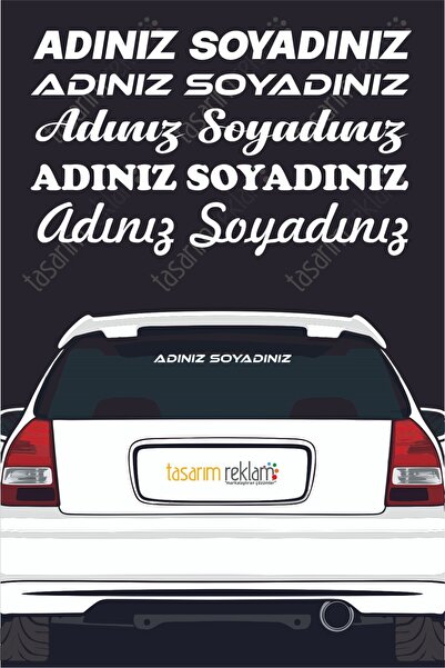 Turuncu Sticker Ad Soyad İsim Soyisim Sticker Araba Yazısı-Araç Sticker-Motos...