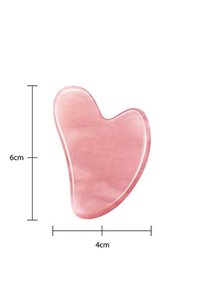 İLTERUS Doğaltaş Pembe Kuvars Kalp Gua Sha Mini Boy Yüz Masaj Aleti