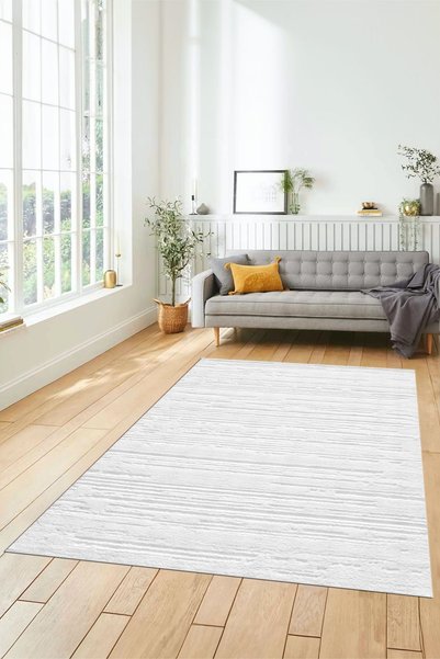 EY HOME Düz Renk Sade Motifli Dijital Kaymaz Taban Yıkanabilir Yolluk Salon H...