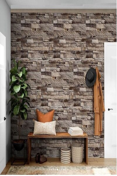 Bien Duvar Kağıtları Bien Exclusive Yeni Taş Görünümlü 3 Boyutlu Desen Duvar ...