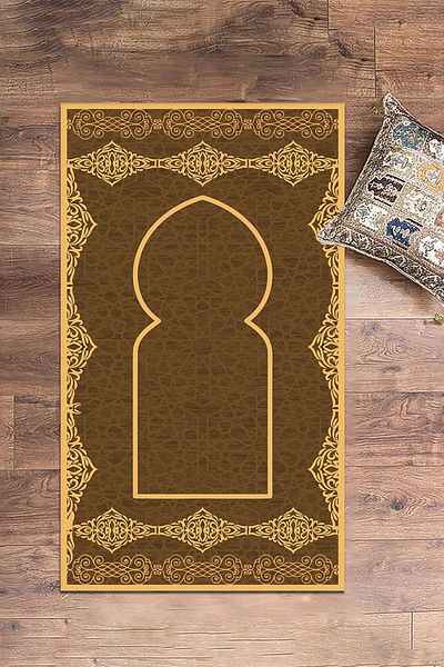 EY HOME Digital Printed Washable Stylish Motif Prayer Prayer Rug 70x130 Cm 16-coffee