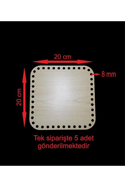 Wooden Cream 20x20 Cm 5 Pcs Bamboo Tray Knitting Plate Underplate Perforated Underplate Crochet Base Work Basket Base