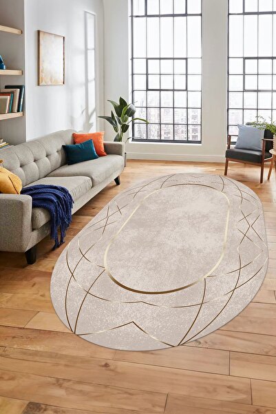 EY HOME Baskılı Kaymaz Taban Yıkanabilir Zarif Modern Oval Yolluk Mutfak Halı...