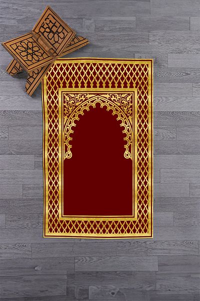 EY HOME Digital Printed Washable Motif 70x130 Prayer Prayer Rug, Prayer Rug-1-gold,