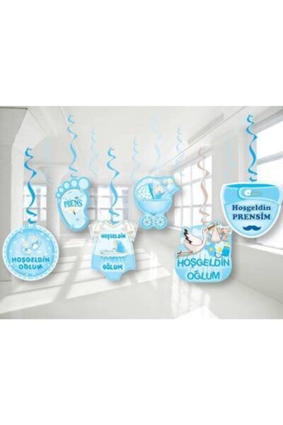 Mini Parti متجر الحفلات الصغيرة زينة السقف المكونة من 6 قطع باللون الأزرق مرح...