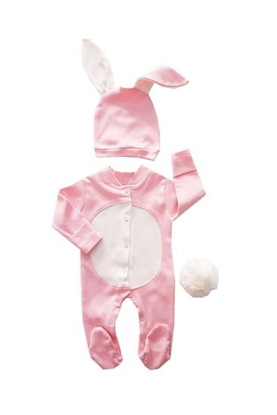 Mini Ropa Baby Girl Rabbit Model Costume Jumpsuit Pink Baby Birth Gift