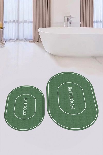 EY HOME Set de scaune de toaletă pentru baie ovală, lavabilă, imprimată digitală, cu scris pentru baie, OKLZT-4-GREEN,
