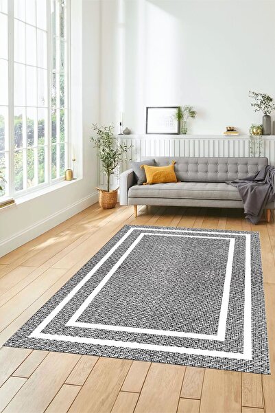 EY HOME سجادة ممر وغرفة معيشة من الجوت والقش بنمط مطبوع رقمي، قاعدة غير زلقة ...