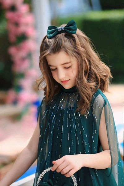 Ribbon kids Girl's Wedding and Graduation Dress - Bridal Cape and Crown with Bag
