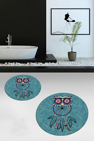 EY HOME Digital Washable Non-Slip Owl Pattern Double-Sided Bathroom Rug Mat R...