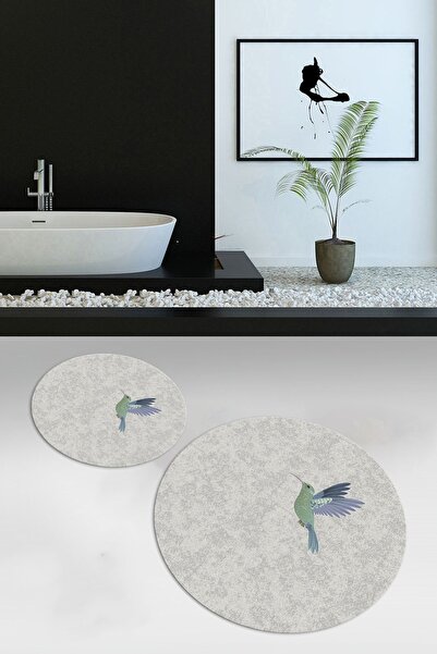 Alkilim Digital Printed Non-Slip Washable Bird Pattern Round Double Bathroom ...