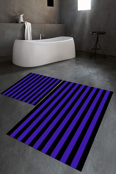 Alkilim قاعدة حمام مزدوجة مطبوعة رقمية مضادة للانزلاق وقابلة للغسل، N-KLOZET-50-PURPLE،