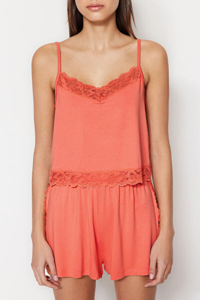 Trendyol Collection Rope Strap Salmon Lace Shorts Pajamas Set - Thmss23Pt00128