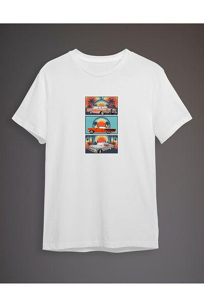 Trendyol Collection Λευκό μπλουζάκι με στάμπα αυτοκινήτου - Κανονική κοπή TMNSS24TS00225