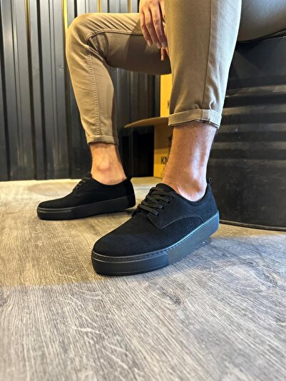 Knack Casual Shoes 077 Black Suede (Μαύρη σόλα)
