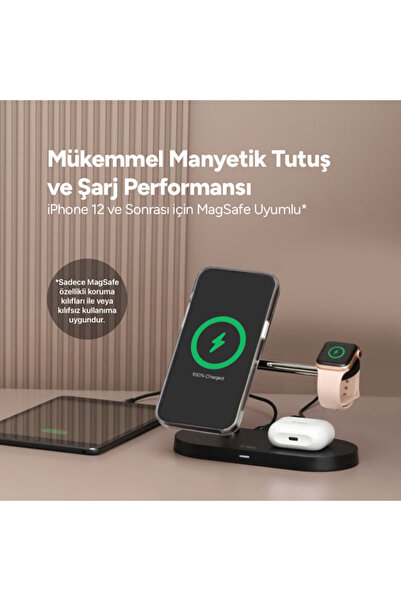 Ttec Aircharger Quattro M Magsafe Uyumlu Iphone+applewatch+airpods Led Li Kablosuz Hızlı Şarj Standı