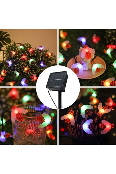 Schulzz 30 Led 4 Metre Güneş Enerjili Su Geçirmez Çok Renkli Arı Bahçe Teras ...