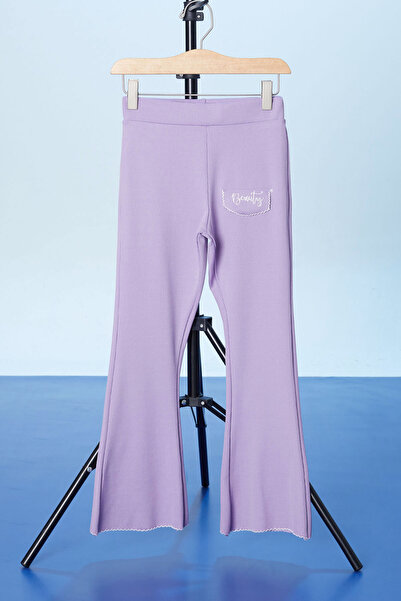 Cansın Mini Colanți pentru fetiță cu picior spaniol brodat de vară liliac 18180