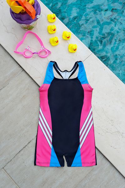 Eke Tekstil Girl's Pink Blue Swimsuit with Shorts