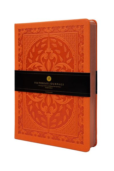 Victoria's Journals Orange Lined Old Book Notebook - 14X20