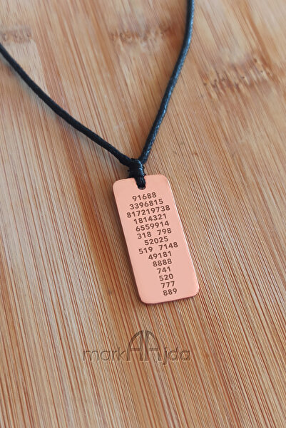 markajda Dört Rune Sembolü ve Sayı Sekansları Çift Taraflı Saf Bakır Kolye