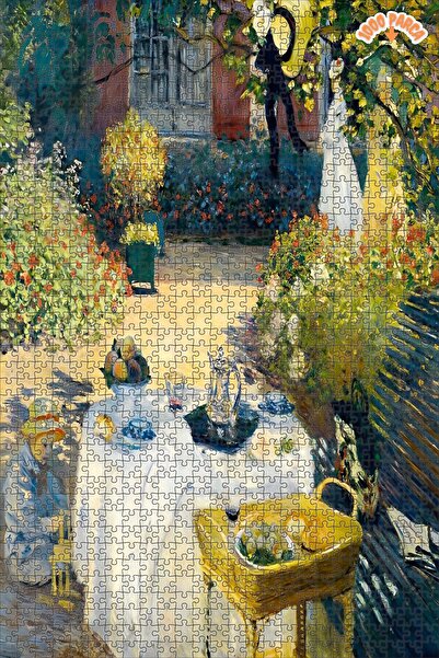 Teona Ahşap Öğle Yemeği - Claude Monet Dekoratif Çift Katlı Çerçeveli Asılabi...
