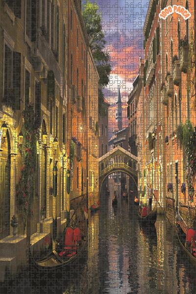 Teona Ahşap Venedik'te Alacakaranlık Dekoratif Çift Katlı Çerçeveli Asılabili...