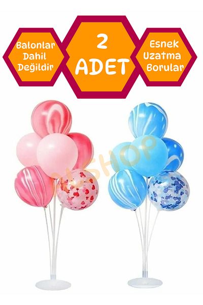 ALSHOP 2 Pieces of Balloon Decoration Stand - 6 Pieces of Apparatus Gift, 7-Piece Stand with Sticks