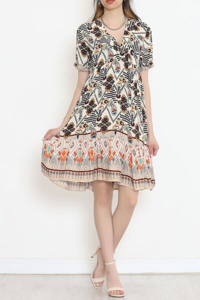 Generic Brand EFTELLIA V Neck Patterned Dress Ethnic -152340.701.