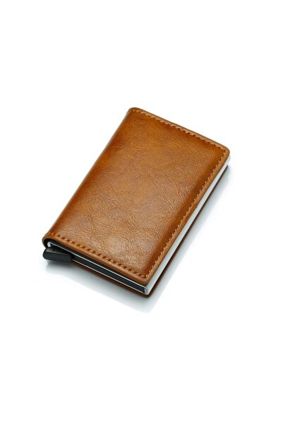 baellerry Single Mechanism Smart Card Holder Wallet Tan Color