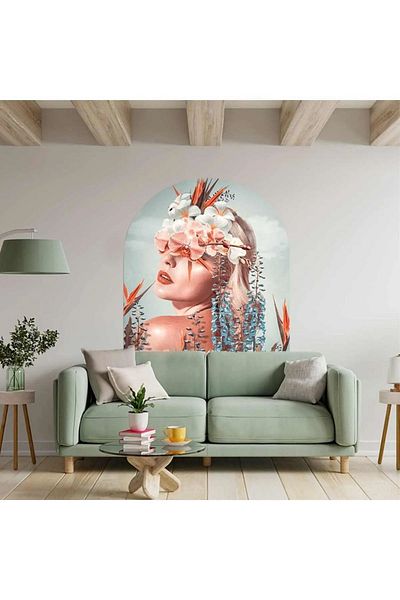 Kt Grup Autocolant decorativ de perete cu artă abstractă portret de femeie