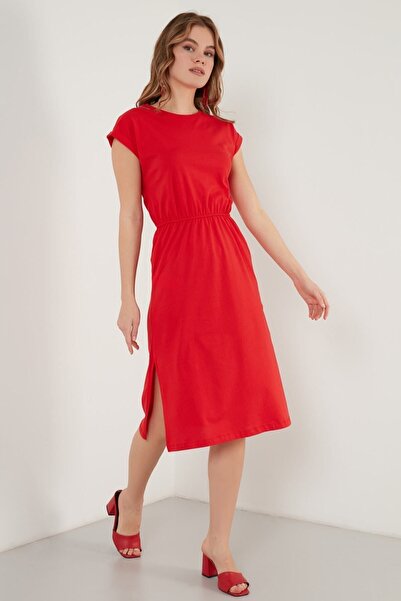 Lela Cotton Short Sleeve Double Slit Midi Dress Women's Dress 5864205