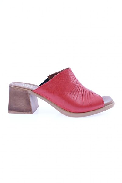 DGN 19007-2108 Red Genuine Leather Women's Heeled Sandals