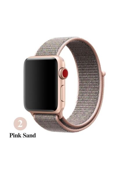 Schulzz Apple Watch Seri 2 3 4 38 - 40 Mm Spor Loop Dokuma Kordon - Rose