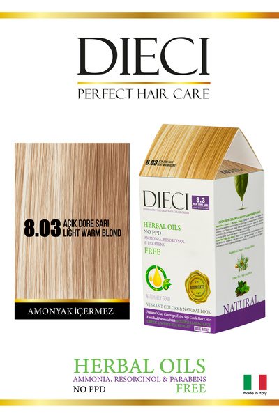 Dieci Amonyaksız Kit Saç Boyası 8.03 Açık Dore Sarı