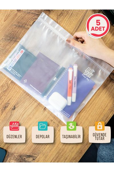 PALPAK حقيبة سفر / حقيبة سفر قابلة للقفل مقاس 32 × 25 سم - 5 قطع