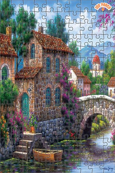 Teona Ahşap Çiçekli Kanal Dekoratif Çift Katlı Çerçeveli Asılabilir Ahşap Puzzle 150 PARÇA 20X30