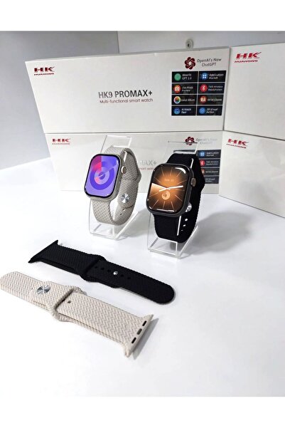 asfteknoloji HK9 ProMax+ 45mm Amoled Ekran Galeri Özellikli 2 Kordon+Ekran Ko...
