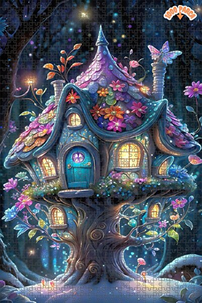 Teona Ahşap AĞAÇTAN EV Dekoratif Çift Katlı Çerçeveli Asılabilir Ahşap Puzzle...